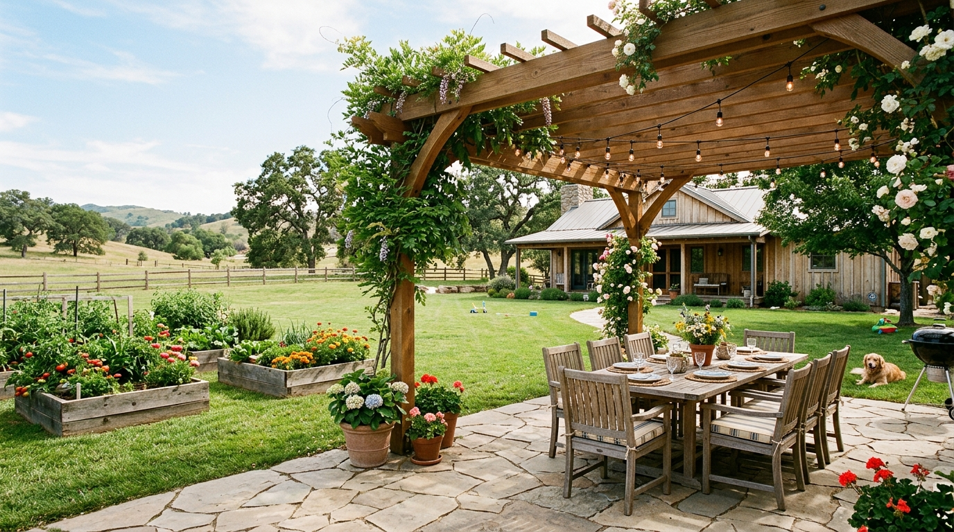 Wide Lawn With Framing Beds